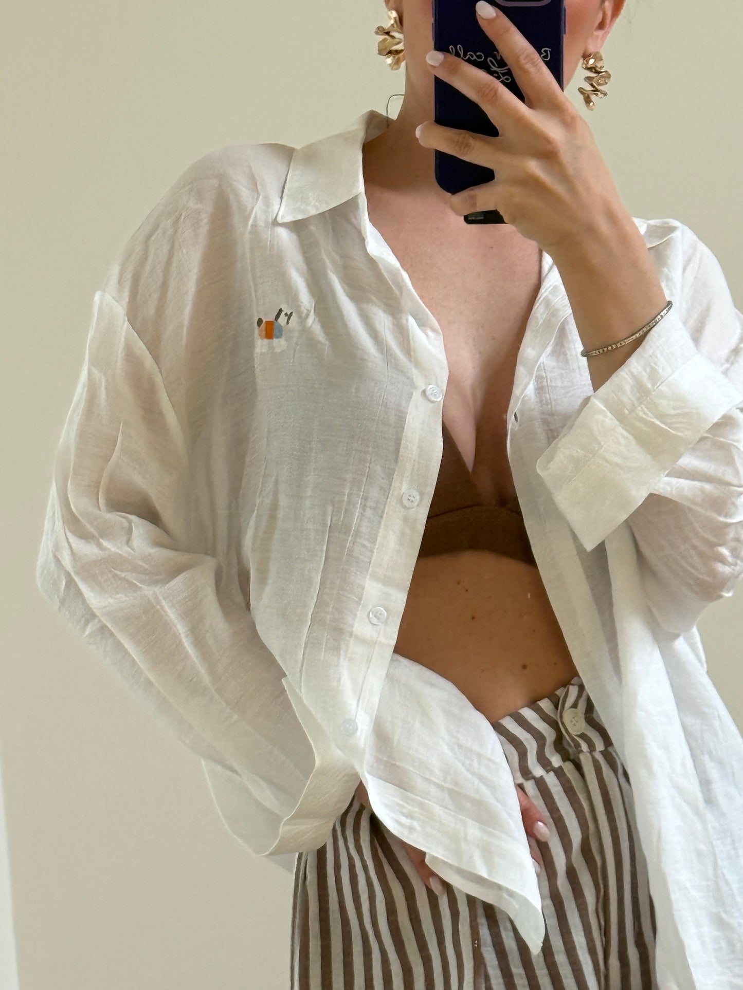 CAMICIA EFFETTO LINO -Bianco