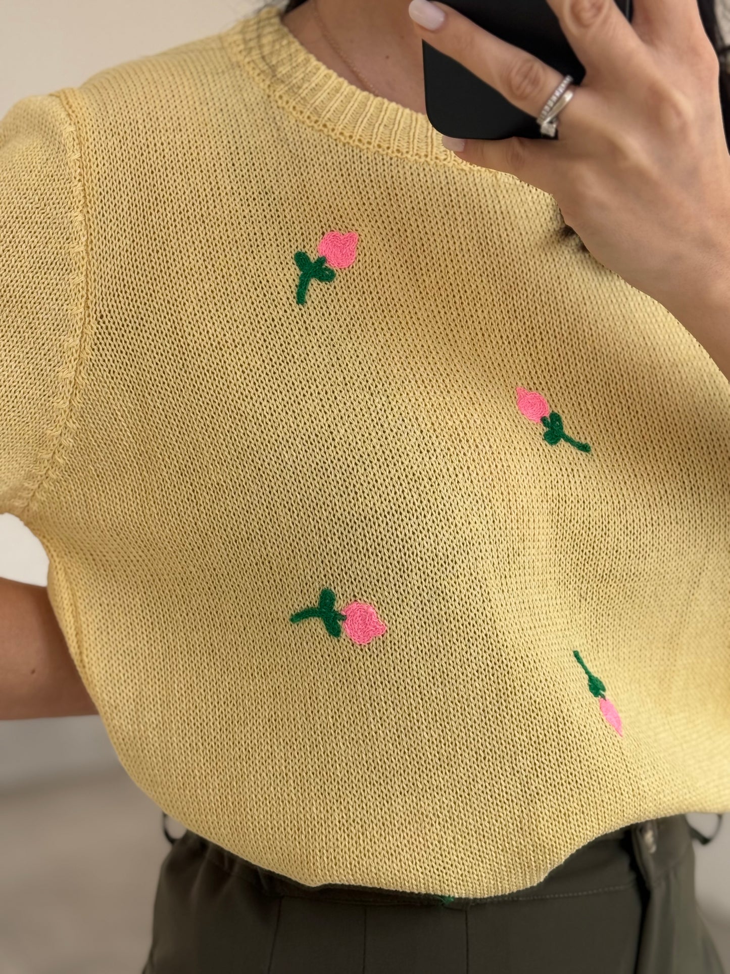 MAGLIA FIORI -giallo