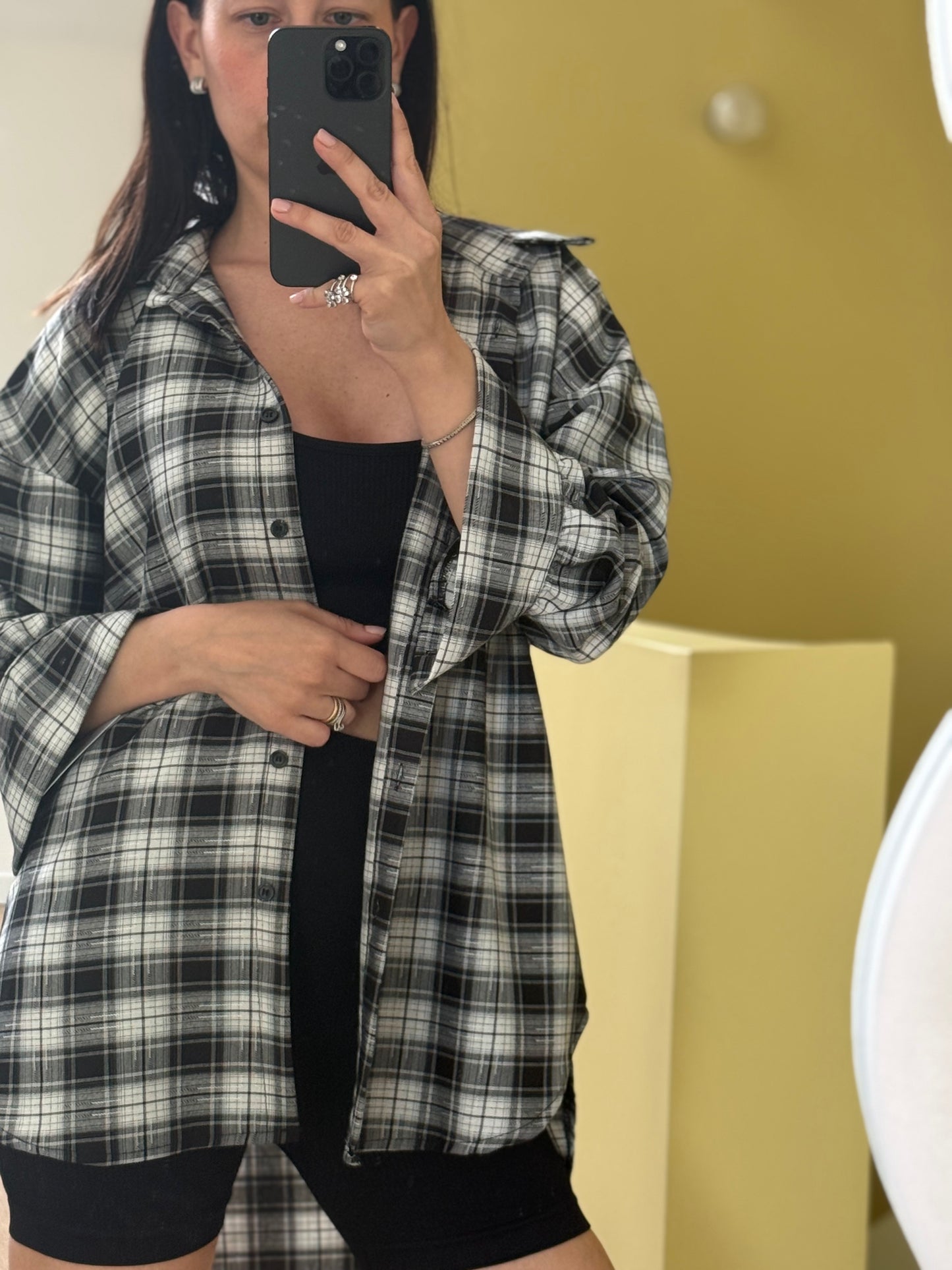 CAMICIA CHECK -nero