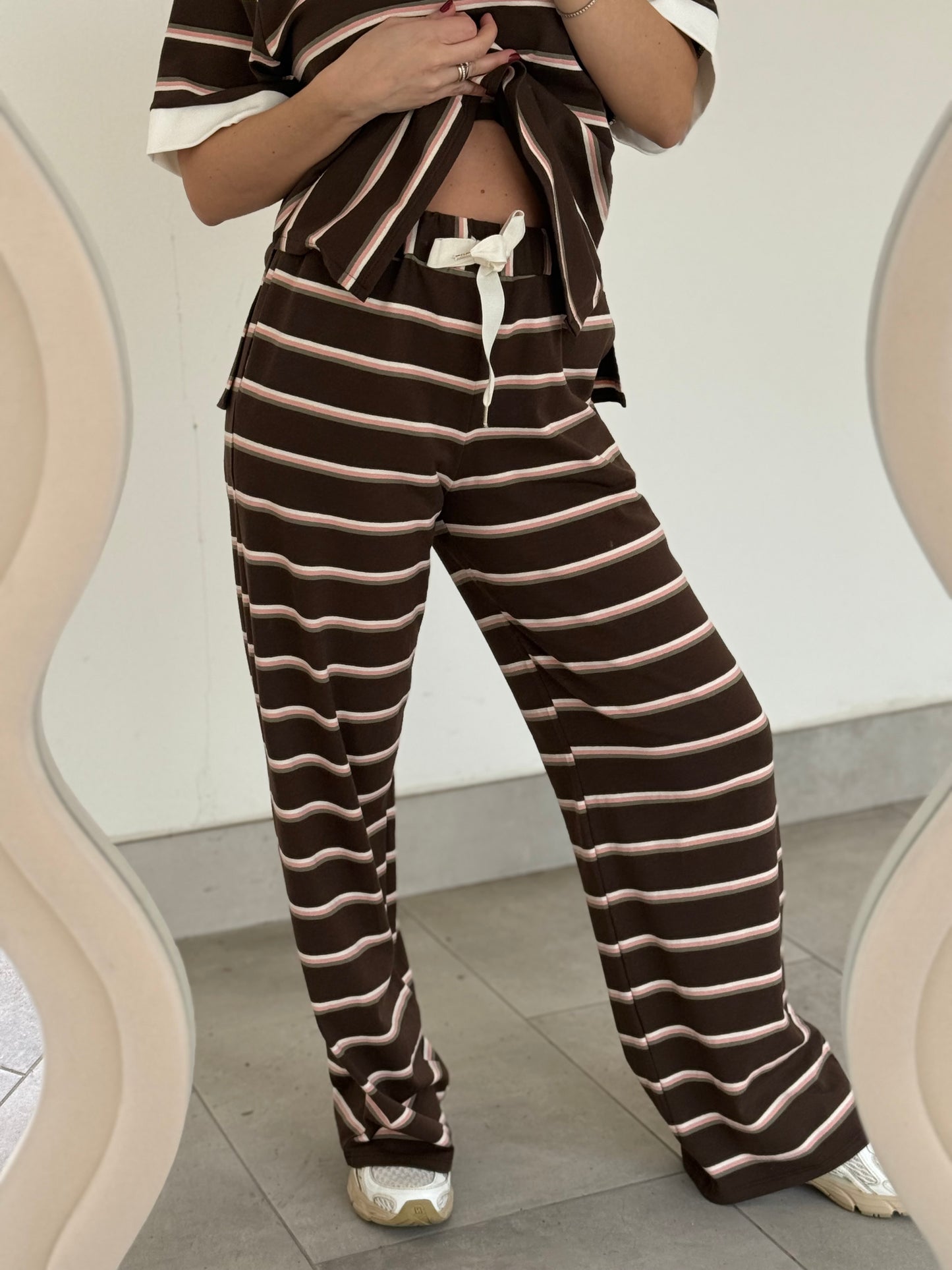 PANTALONE A RIGHE ALESSIA -marrone