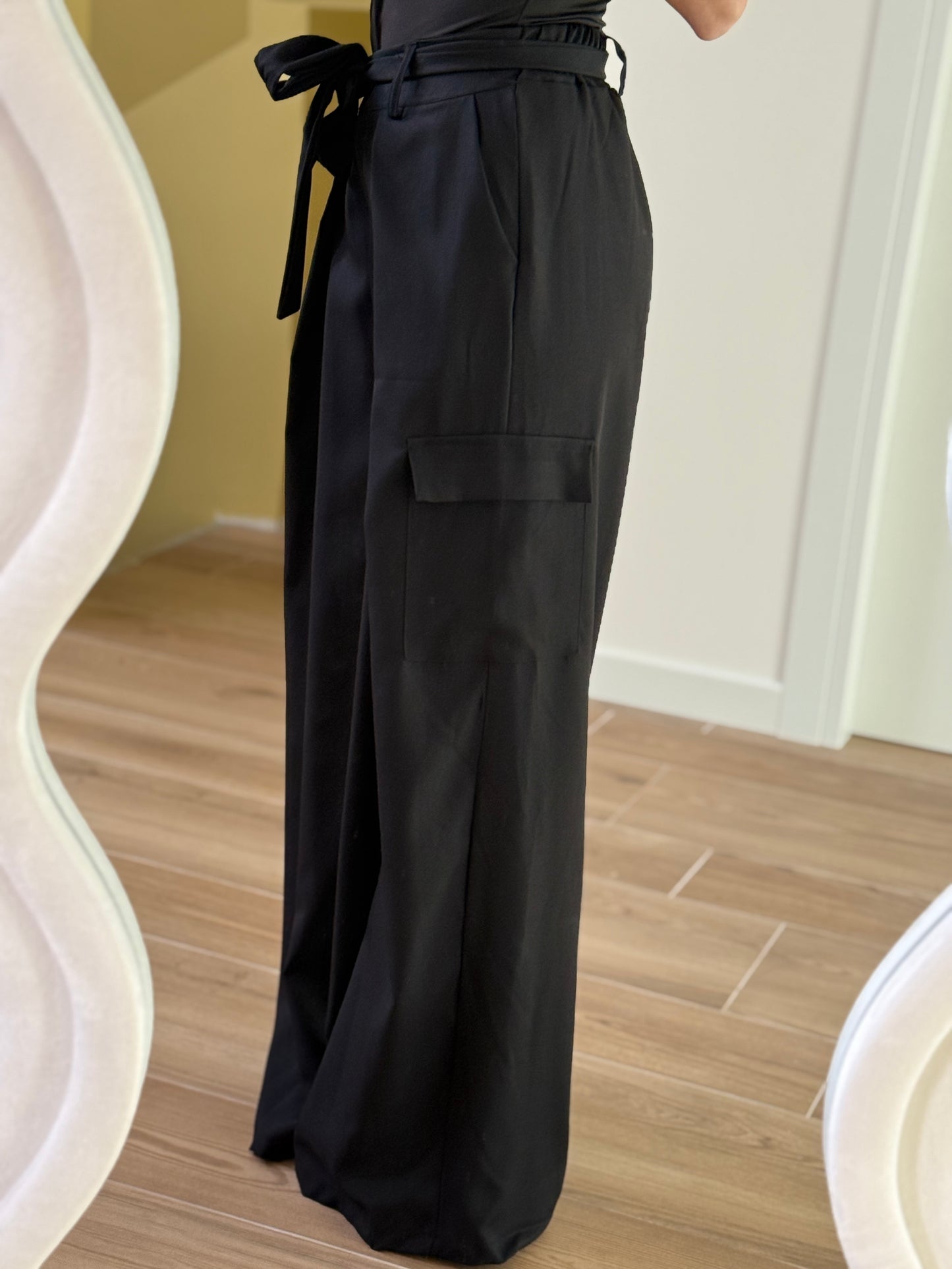 PANTALONI CARGO SOFT -nero