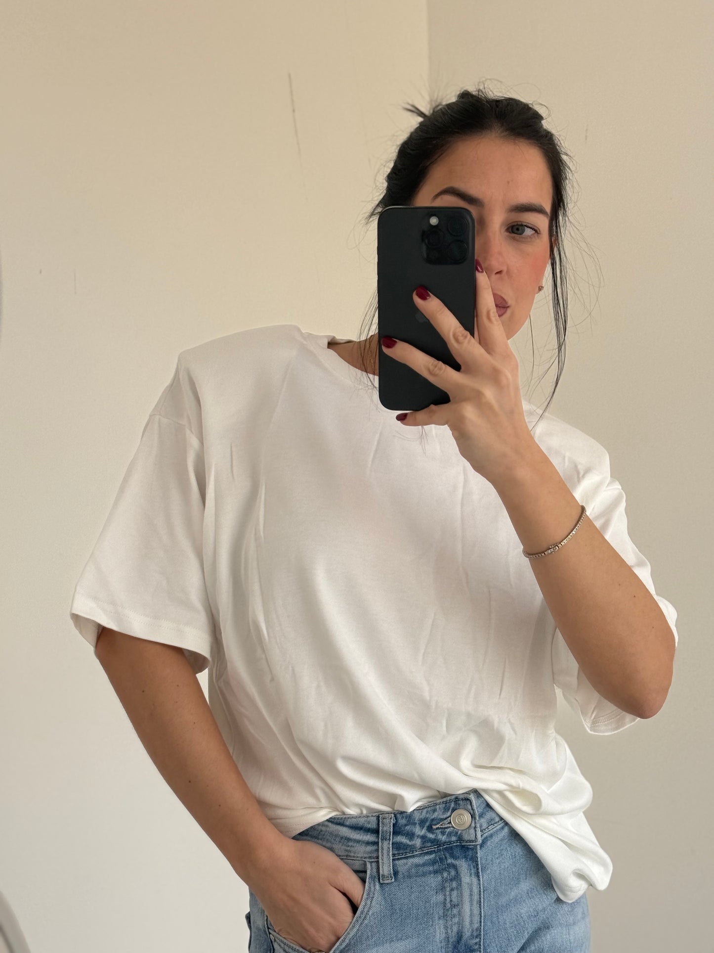 T-SHIRT SPALLA -Bianco