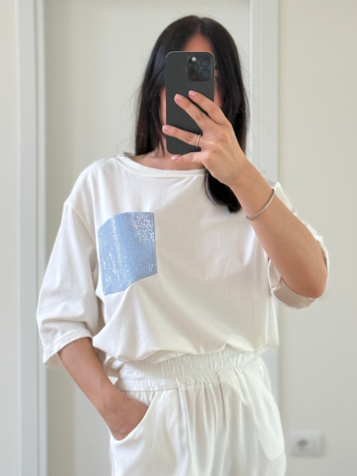 T-SHIRT TASCA -Bianca