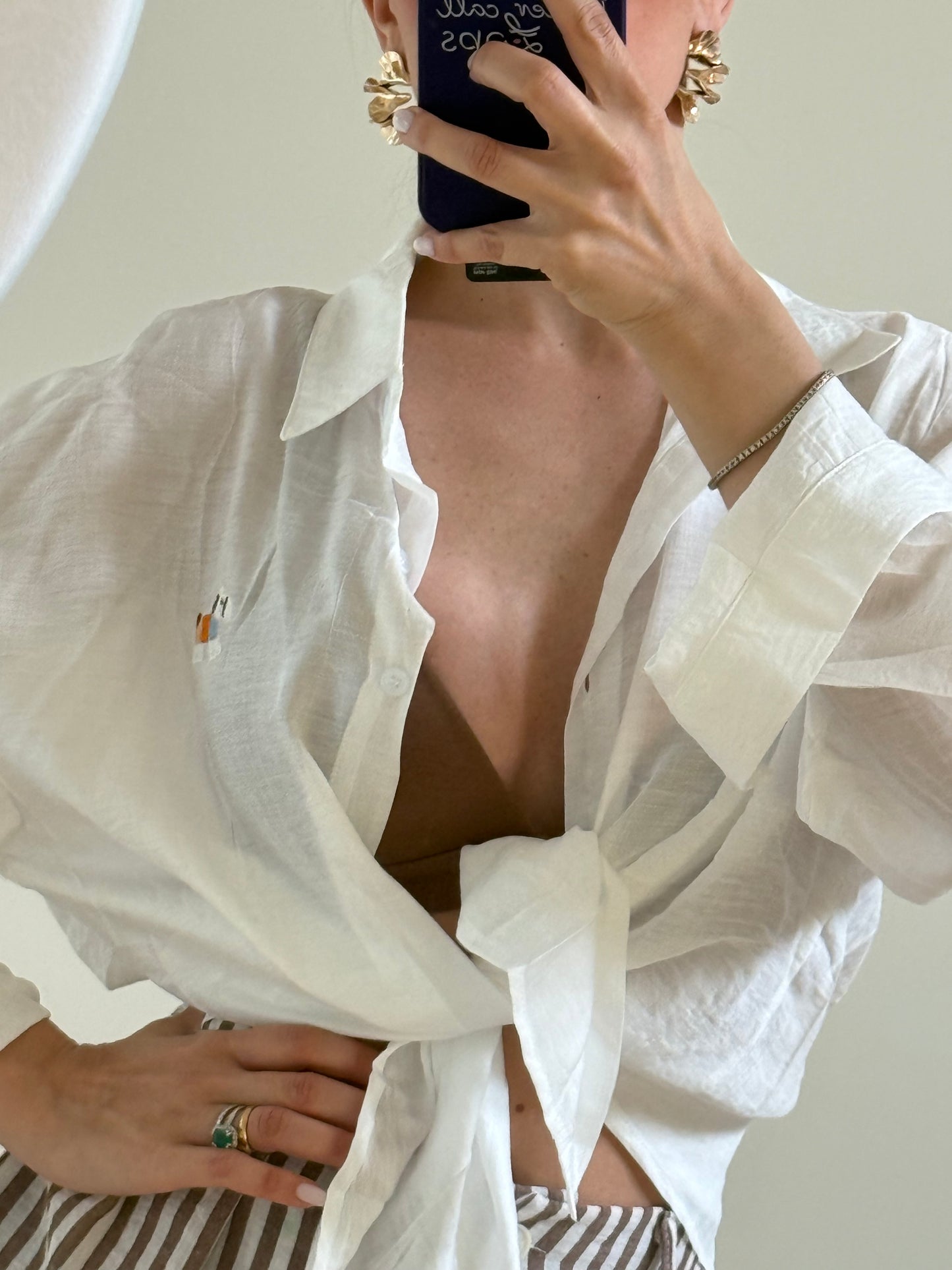 CAMICIA EFFETTO LINO -Bianco