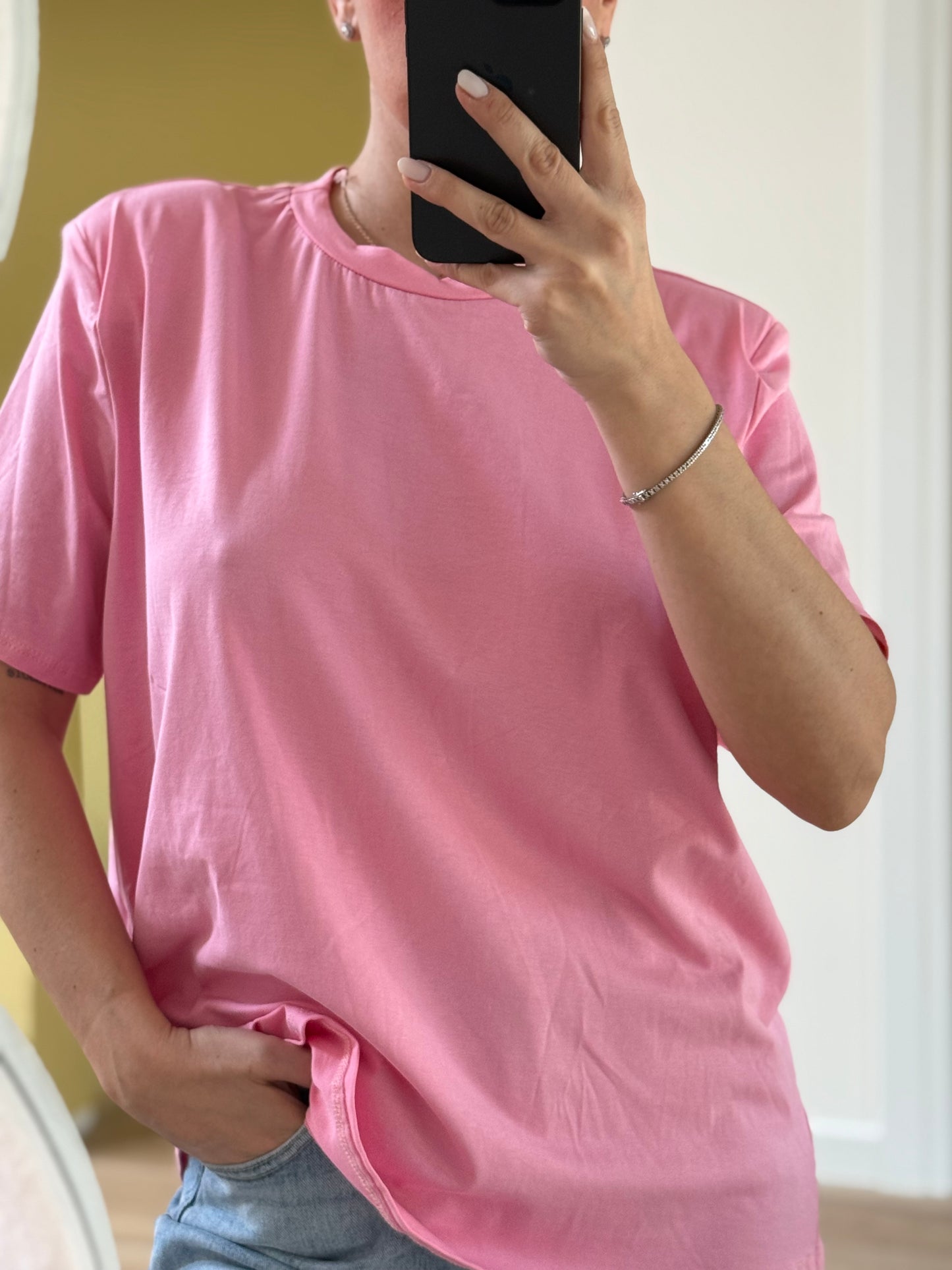 T-SHIRT SPALLA-rosa