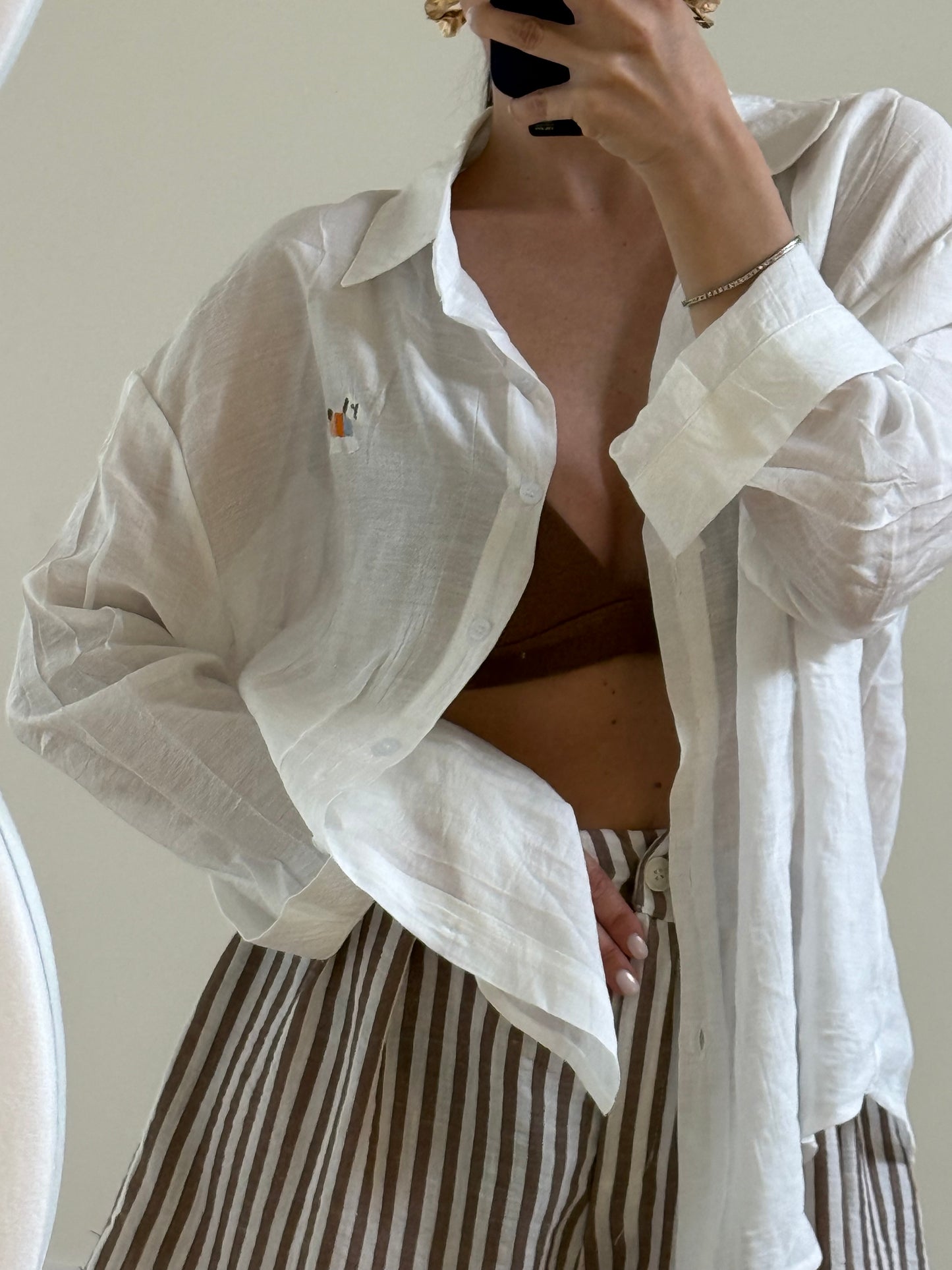 CAMICIA EFFETTO LINO -Bianco