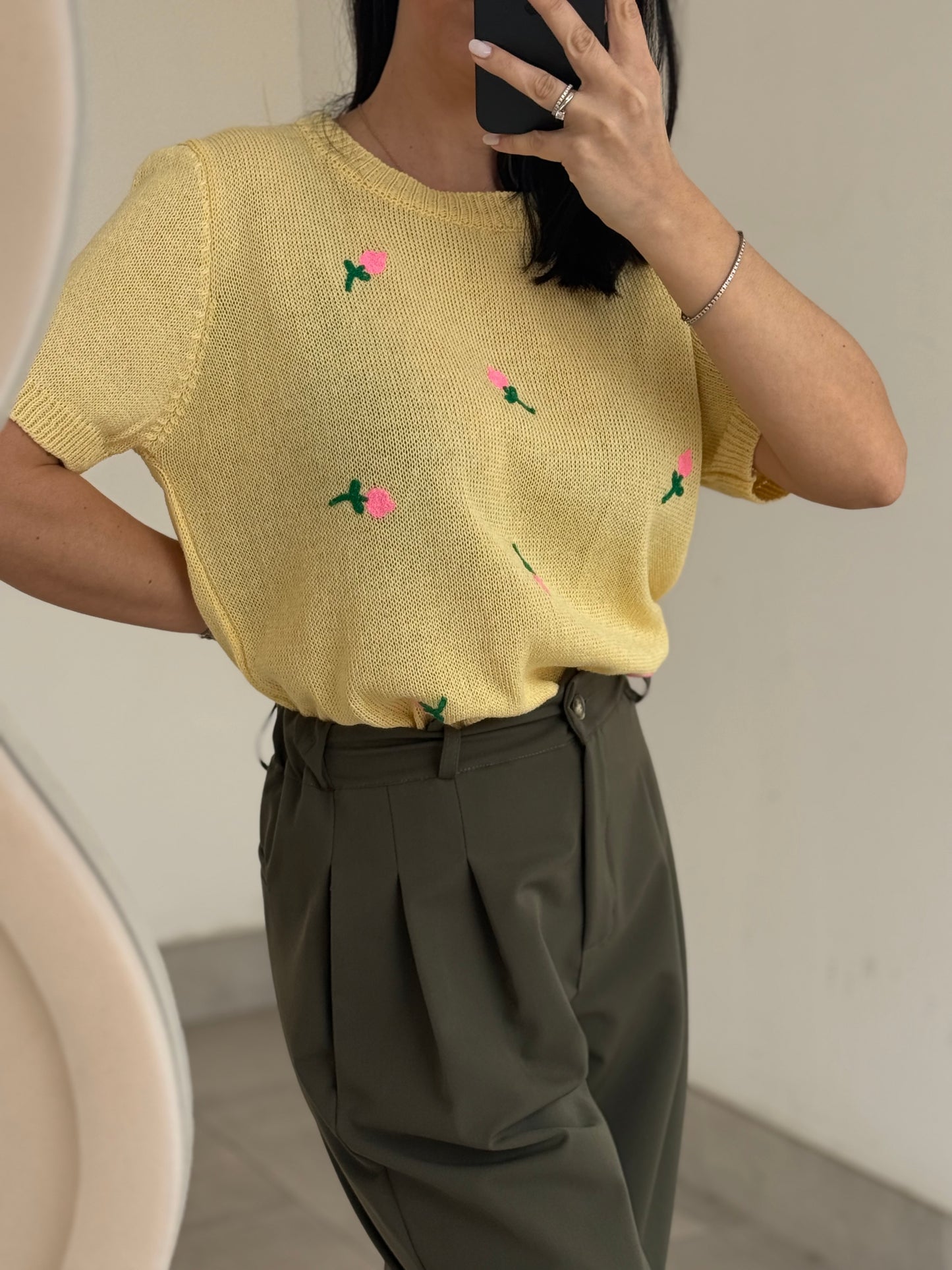 MAGLIA FIORI -giallo