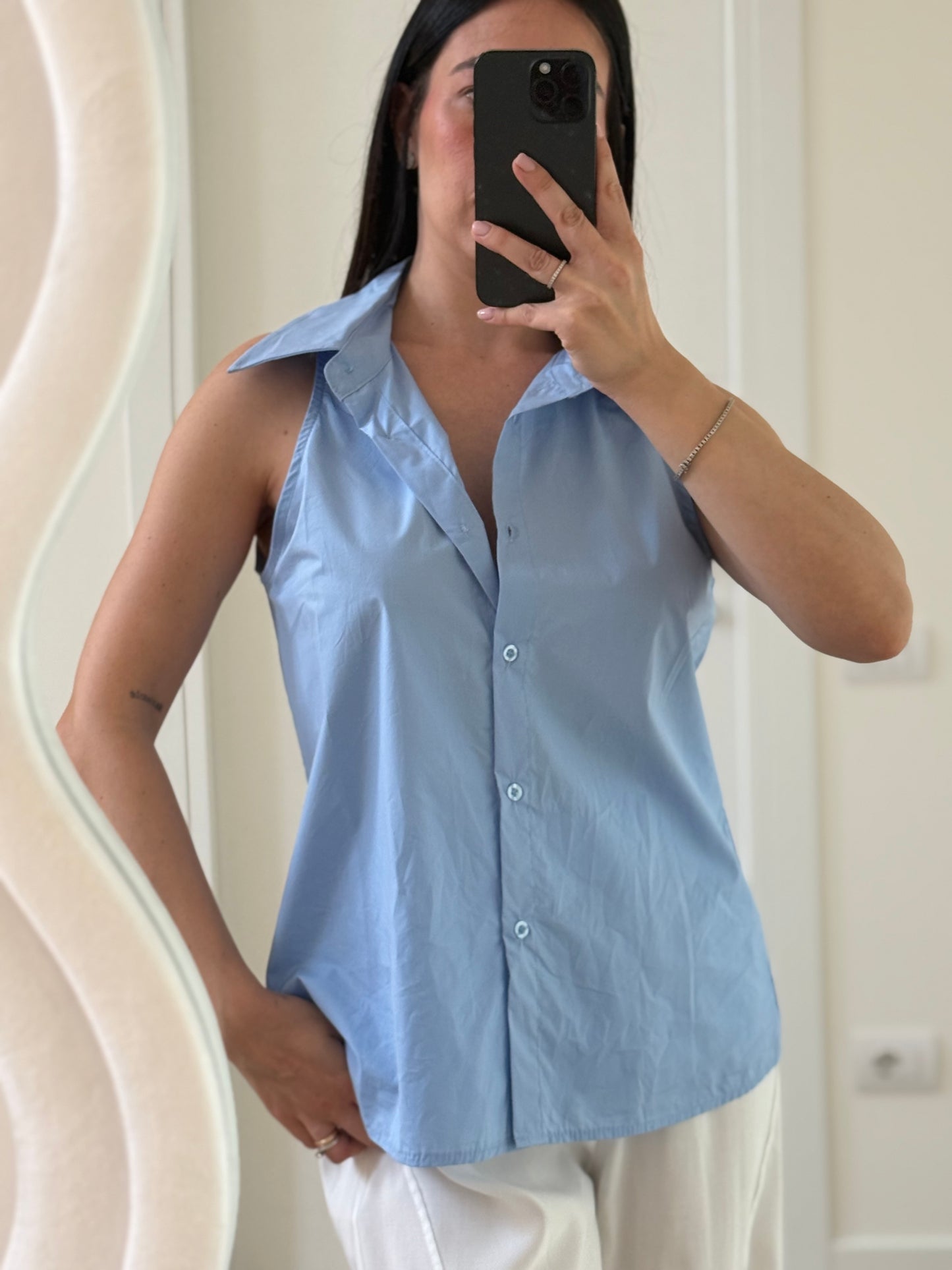 CAMICIA SMANICATA -azzurra