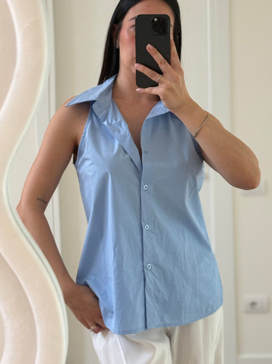 CAMICIA SMANICATA -azzurra