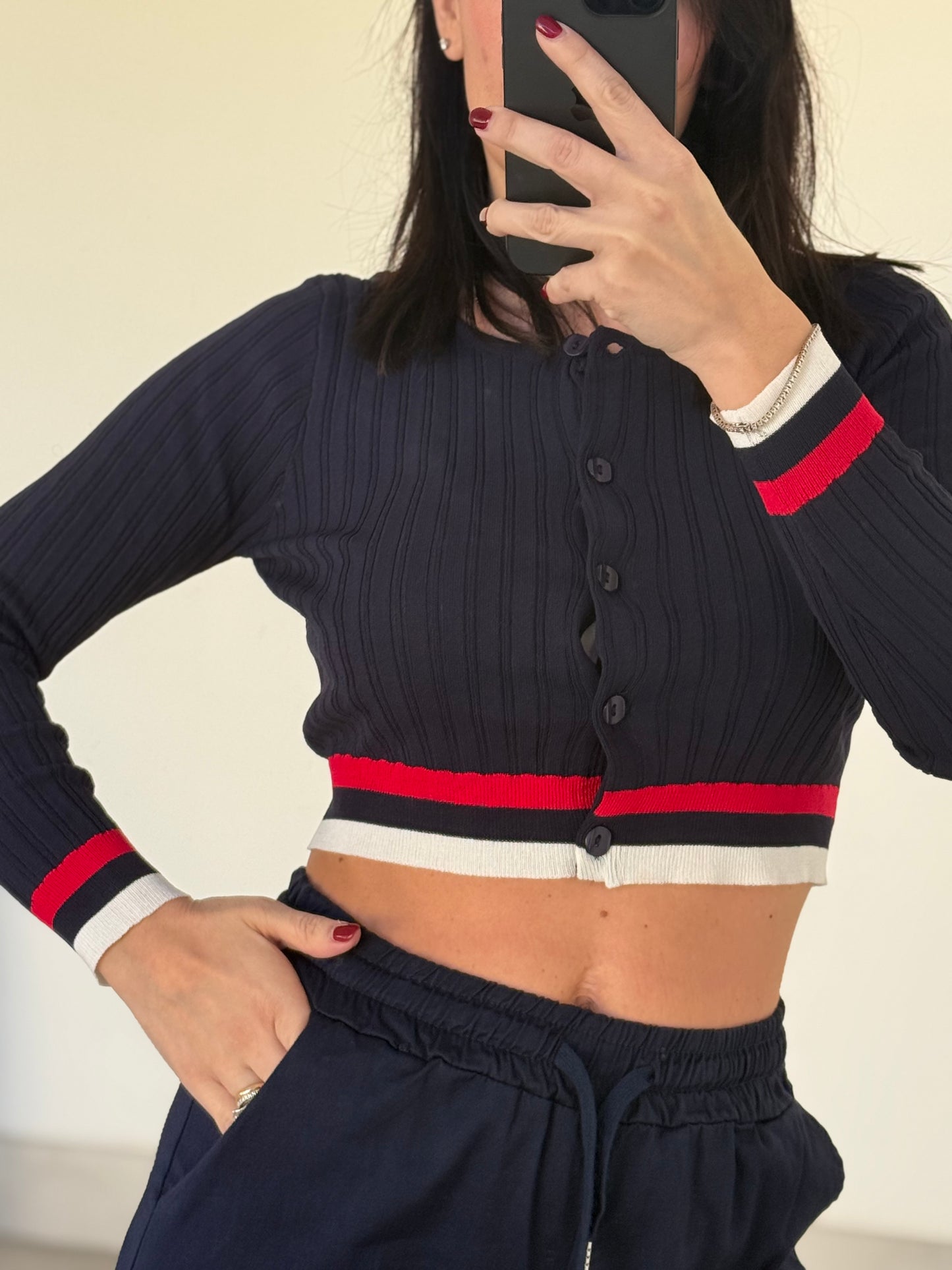 CARDIGAN CROP -blu