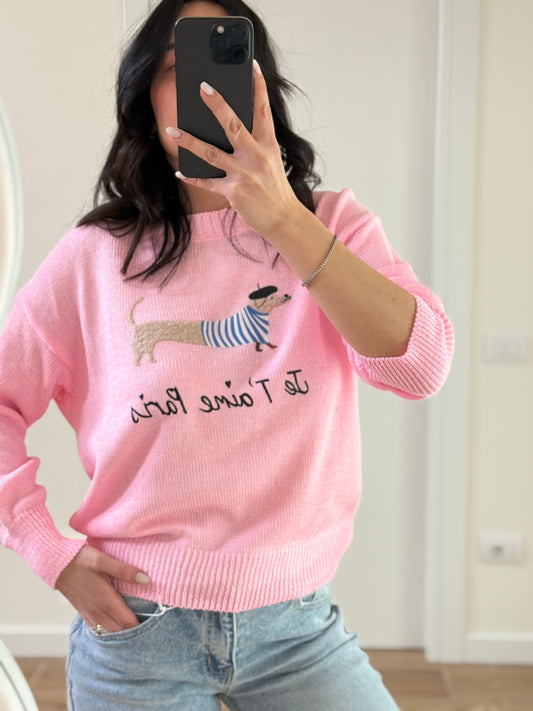 MAGLIA JE T’aime paris -rosa