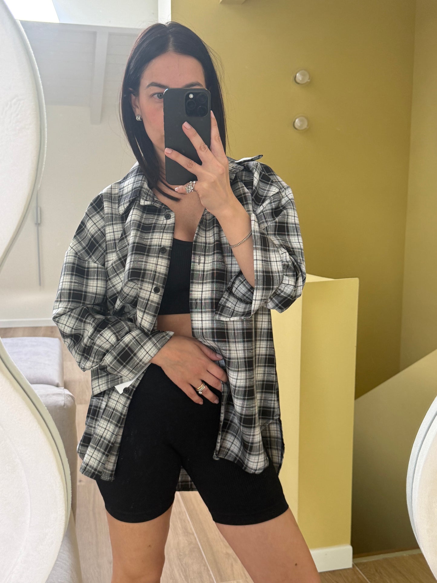 CAMICIA CHECK -nero