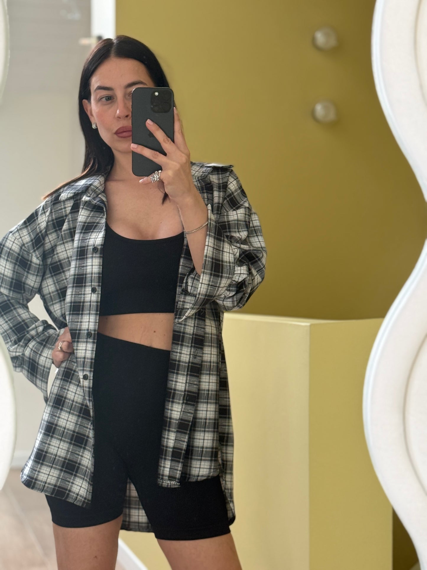 CAMICIA CHECK -nero