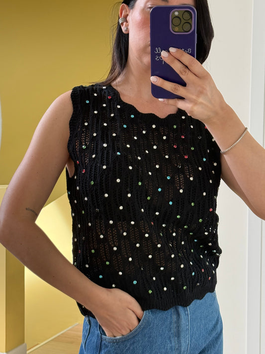 MAGLIA STRASS -nero