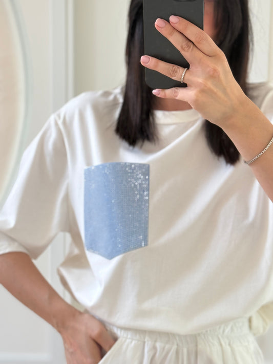 T-SHIRT TASCA -Bianca