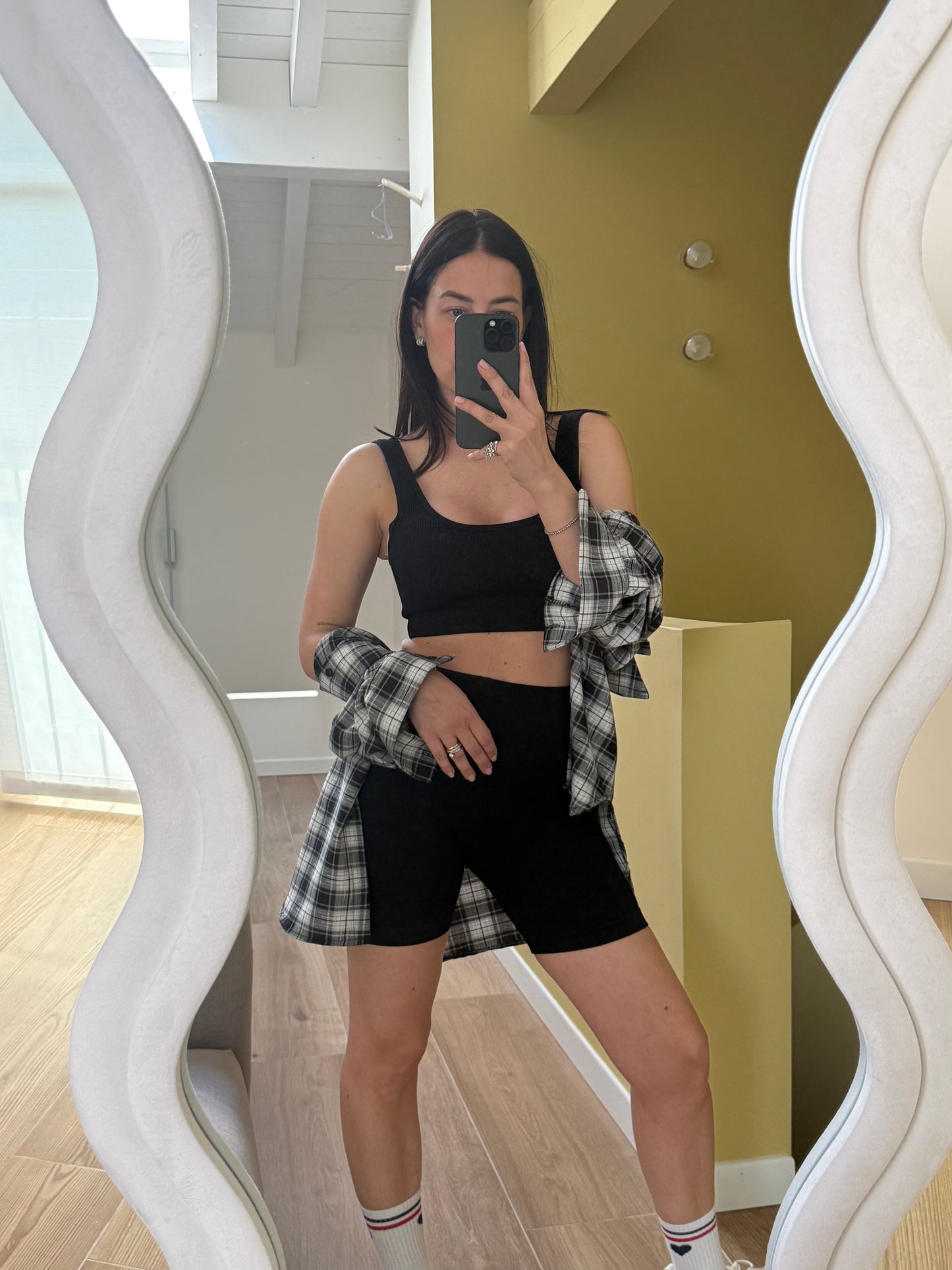 CAMICIA CHECK -nero
