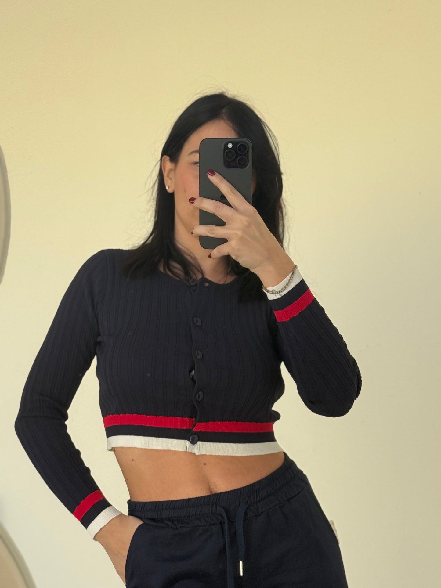 CARDIGAN CROP -blu