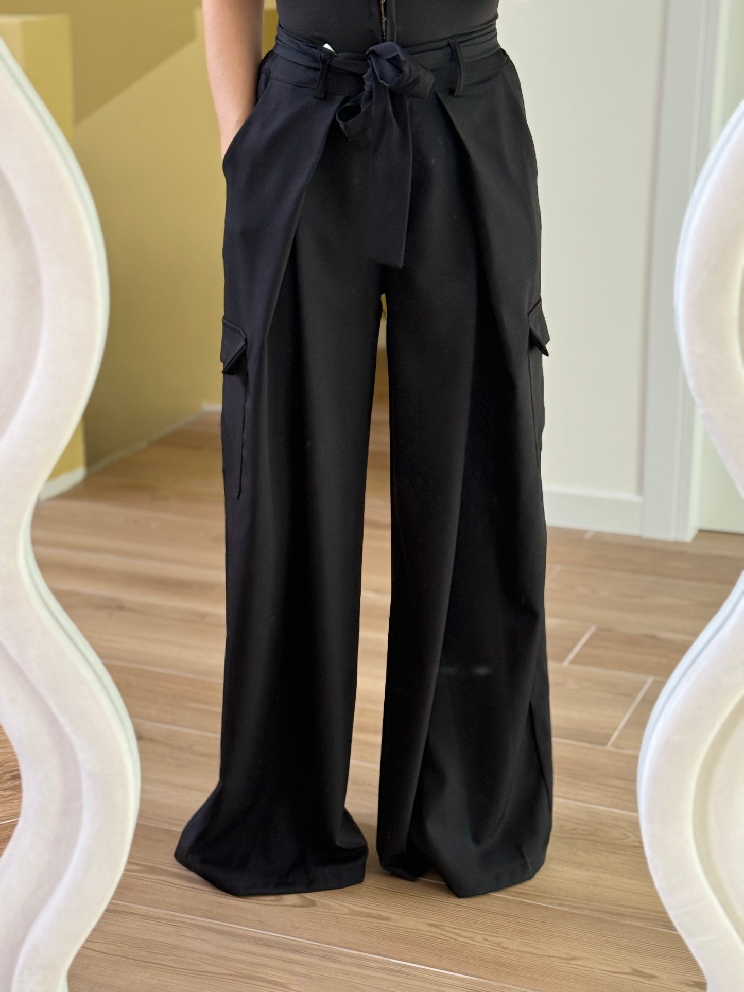 PANTALONI CARGO SOFT -nero