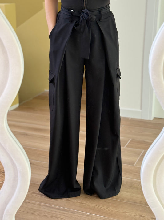 PANTALONI CARGO SOFT -nero