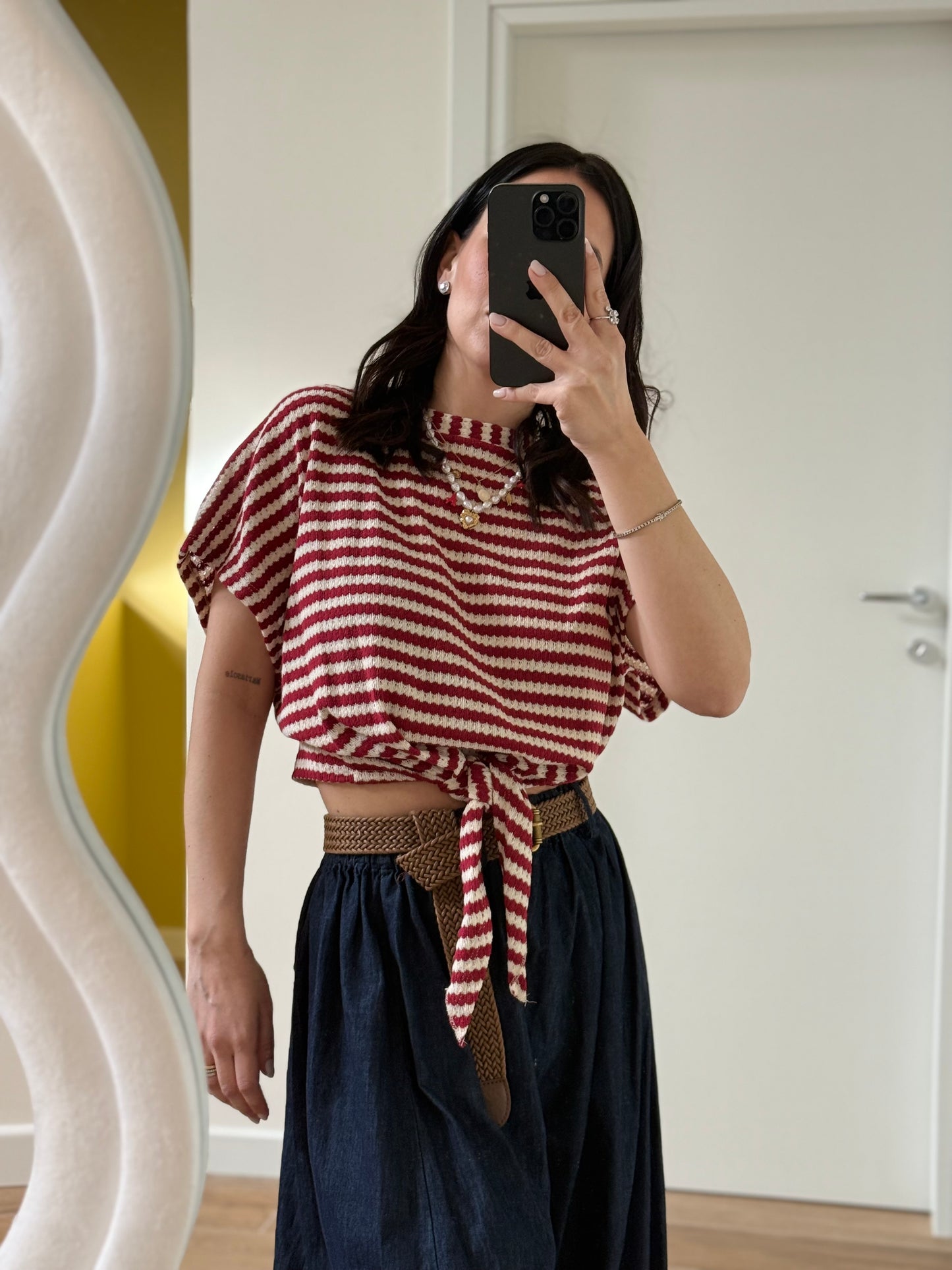 MAGLIA RIGHE -rossa /bianca