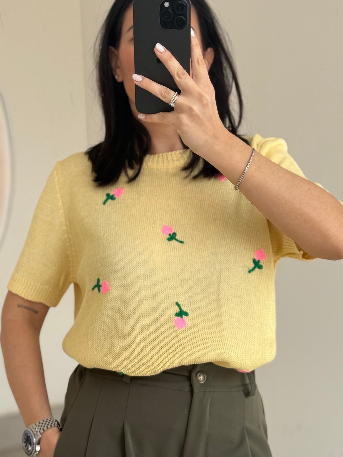 MAGLIA FIORI -giallo